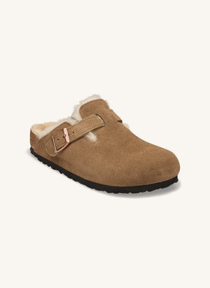 BIRKENSTOCK - Boston Shearling Suede Slippers | Taupe Brown