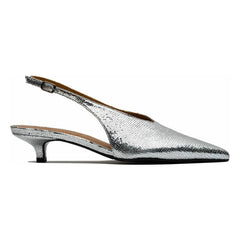 Lachoix - Metallic Heel Slingback Shoes | Silver