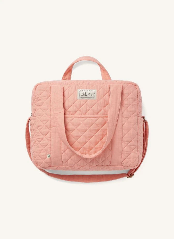 Editions Aimable - Suzanne baby diaper bag | Old Rose Gauze