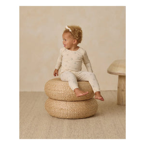 Quincy Mae - Organic Cotton Hazelnut Ribbed Top and Leggings Set | Ecru