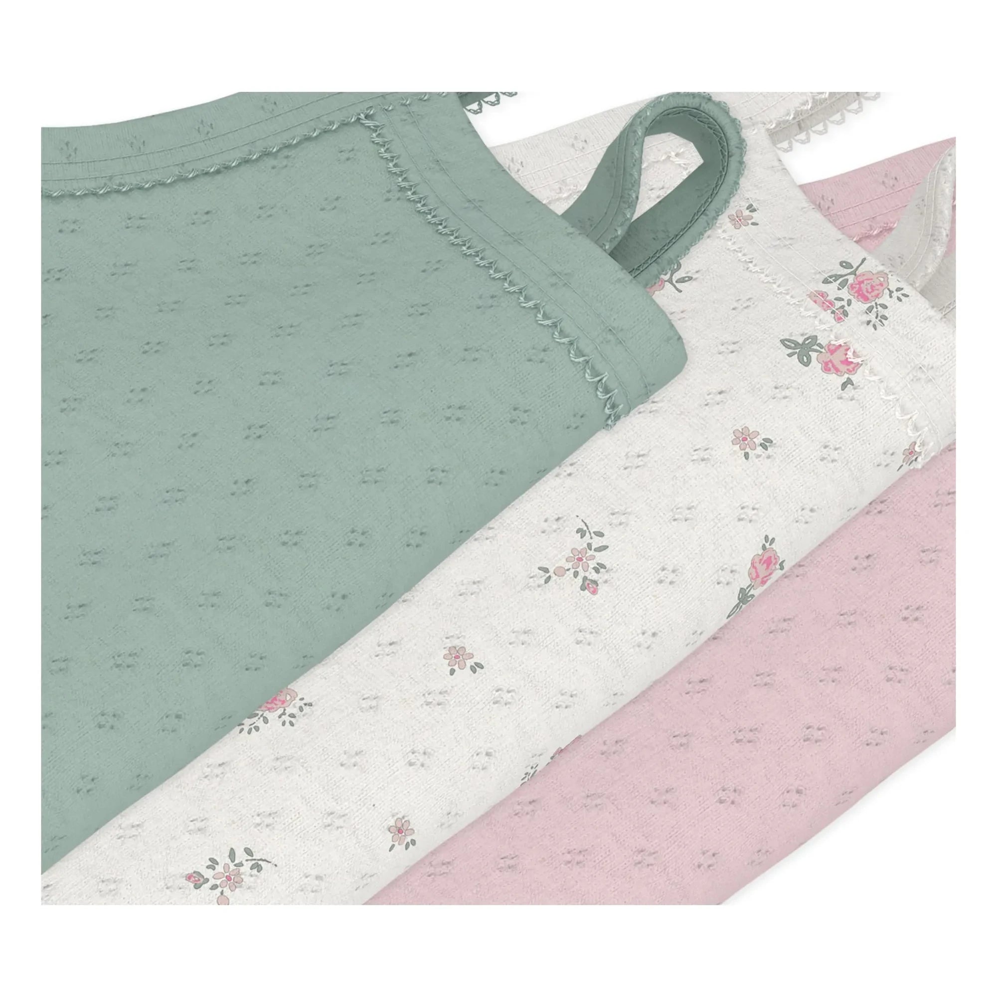 Petit Bateau - 3-Pack Floral Pattern Organic Cotton Sleeveless Bodysuit Set | Pink