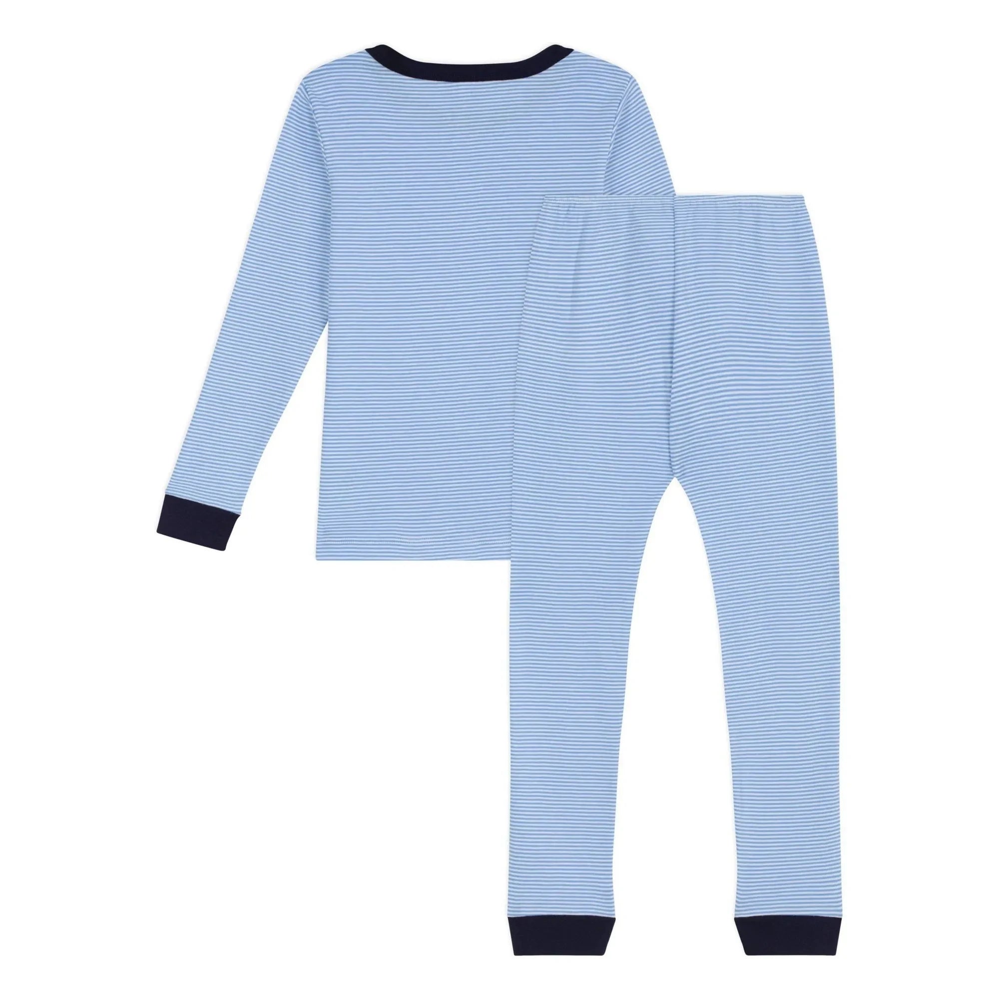 Petit Bateau - Milleraies Organic Cotton Slim Fit Striped Pajamas | Blue