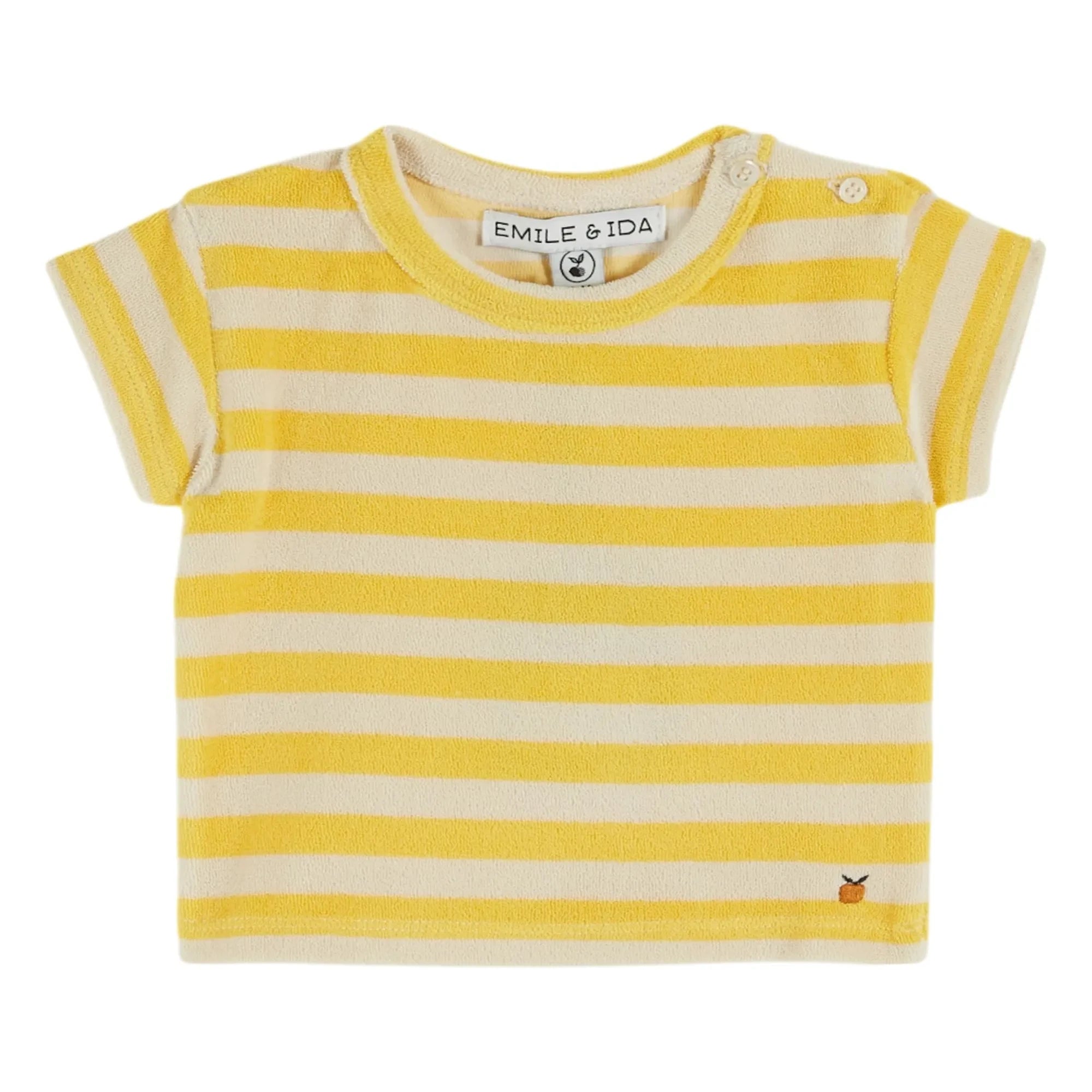 Emile et Ida - Striped Organic Cotton T-Shirt | Yellow