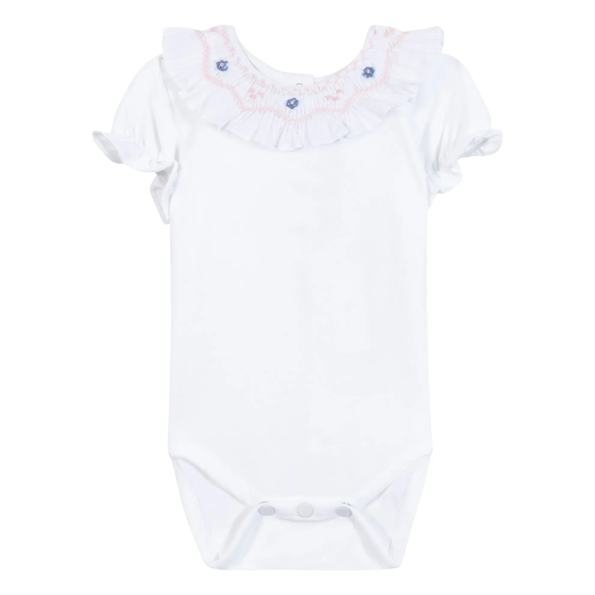 Tartine et Chocolat - Floral Embroidered Collar Body | White