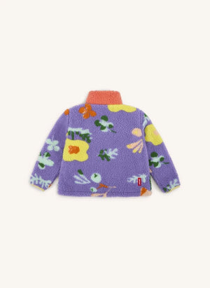 Hello Hossy - Floral Print Fleece Zipper Jacket | Purple