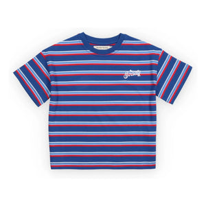 the new society - Striped Ciclan T-Shirt | Blue