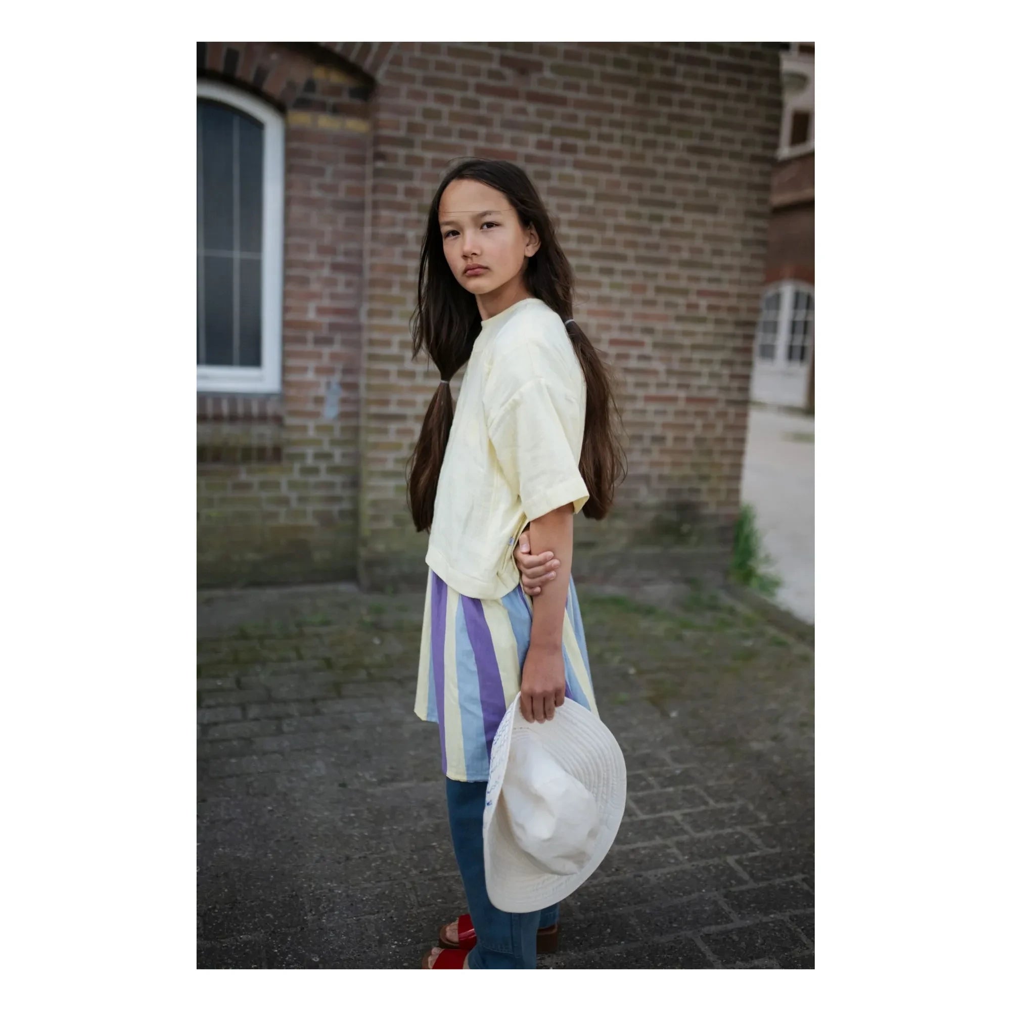 Repose AMS - Button-Back Organic Cotton Blouse | Pale Yellow