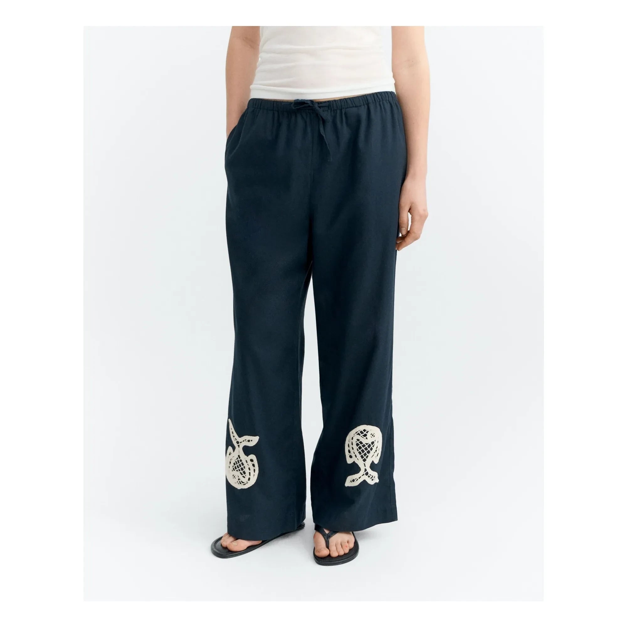Thinking Mu - Brigitte Fish organic cotton trousers | Navy Blue