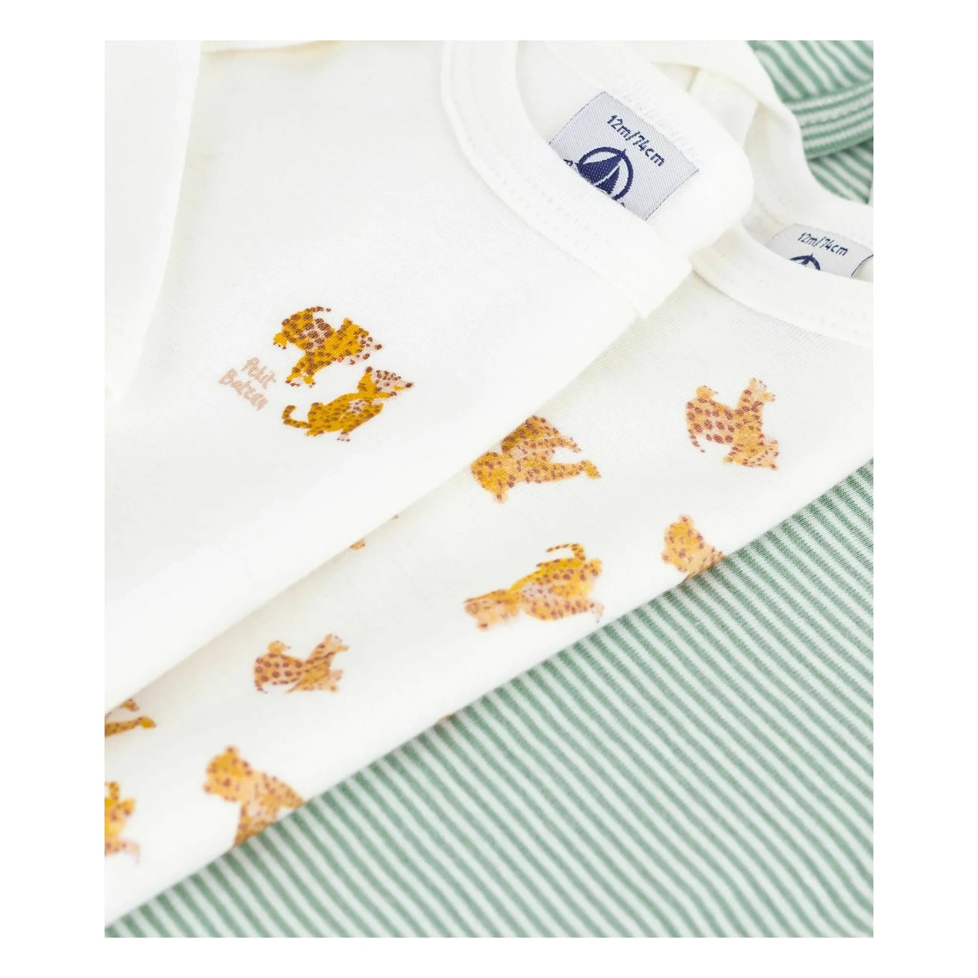 Petit Bateau - 3-Pack Organic Cotton Striped Bodysuits | White