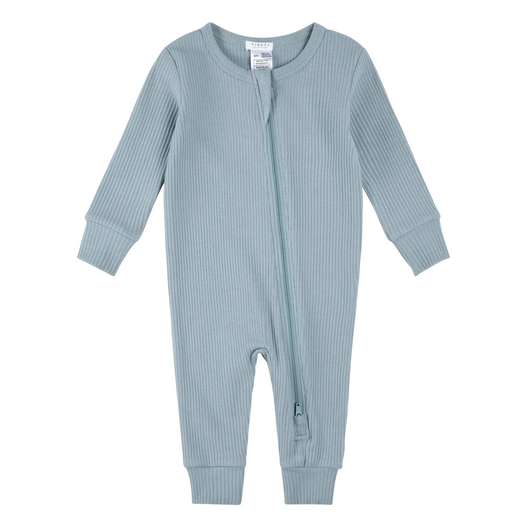 Petit Lem - Organic Cotton and Modal Ribbed Footless Pajamas | Blue