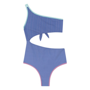 My First Cantê - Hand Ribbed Asymmetrical Swimsuit | Light Blue