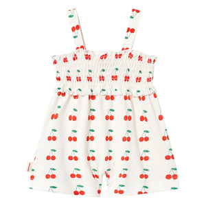 Tinycottons - Cherry Patterned Cotton Romper | White