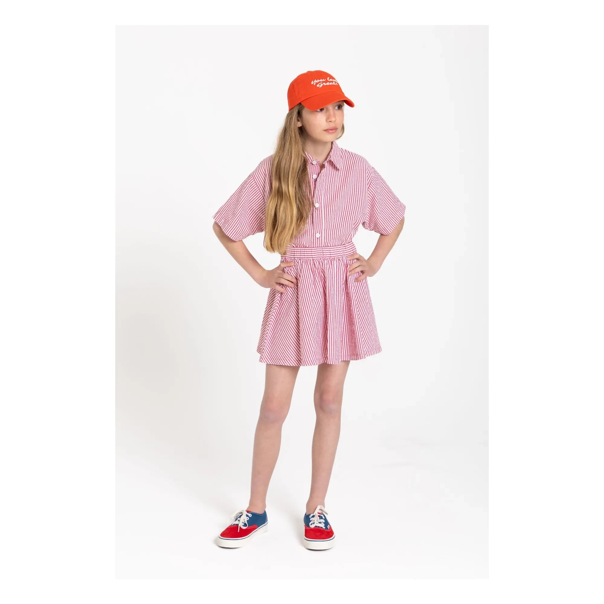Smallable Kid - Melody Striped Skirt | Cherry Red