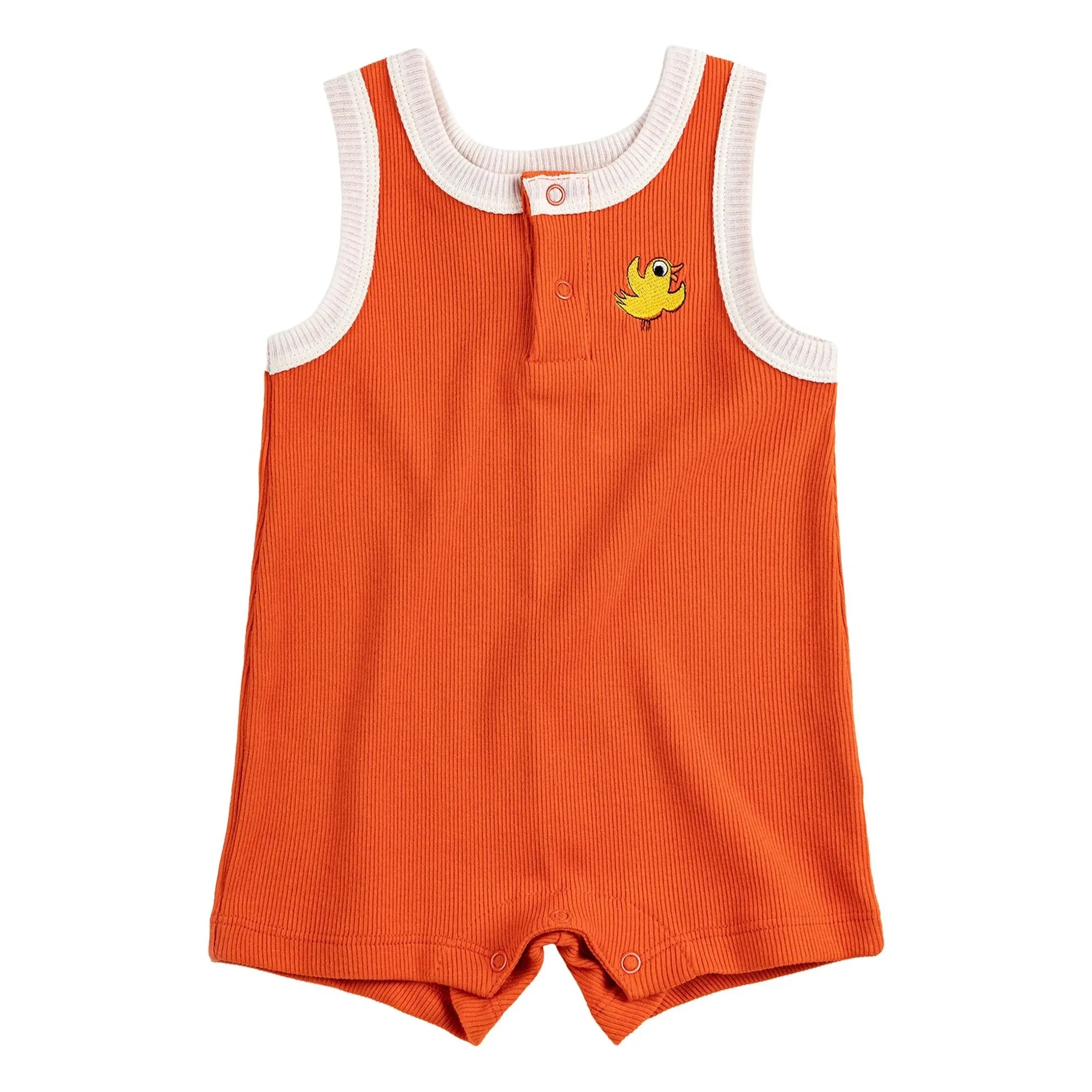 Bobo Choses - Organic Cotton Bird Ribbed Overall | Orange