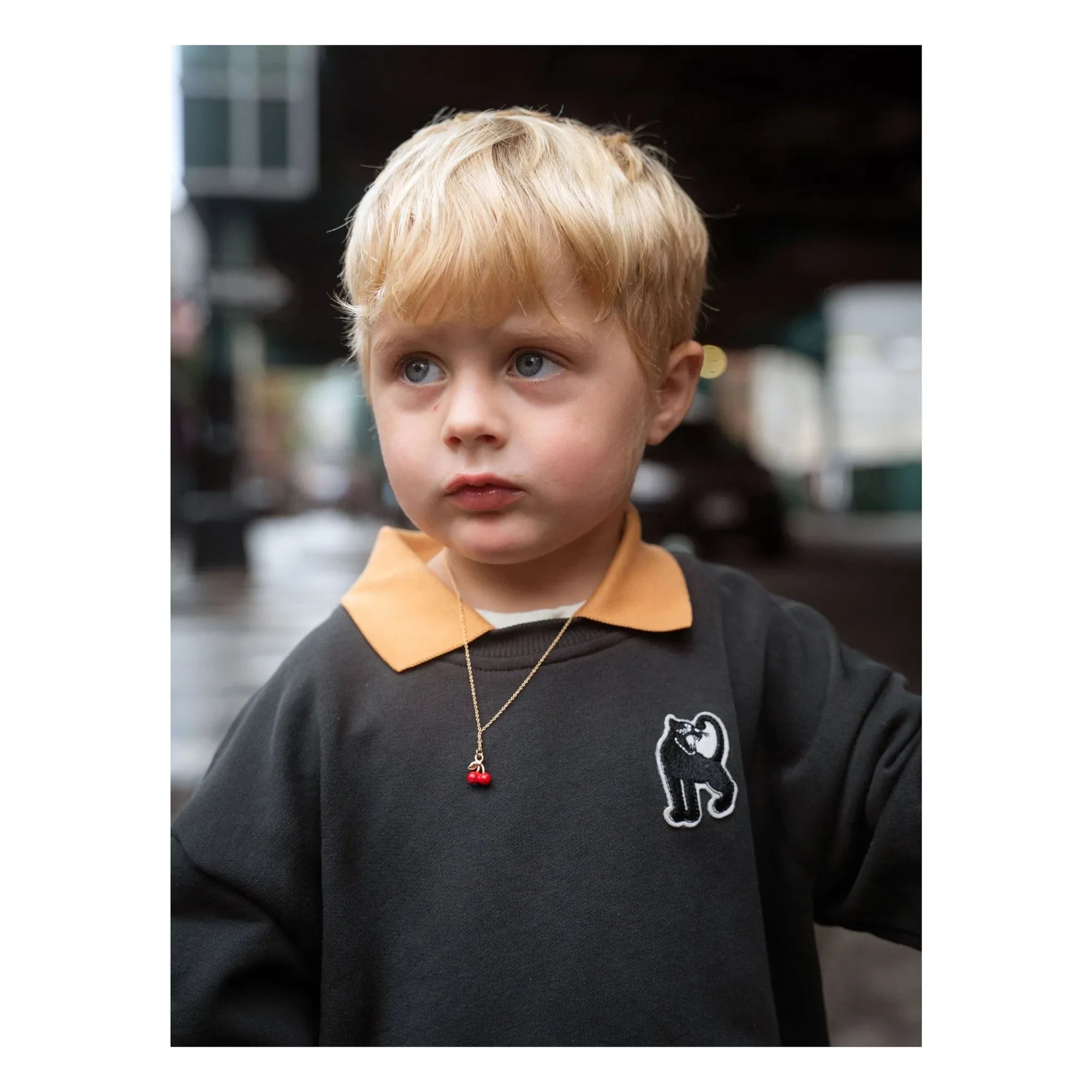 Mini Rodini - Panther Collar Sweatshirt Organic Cotton | Black
