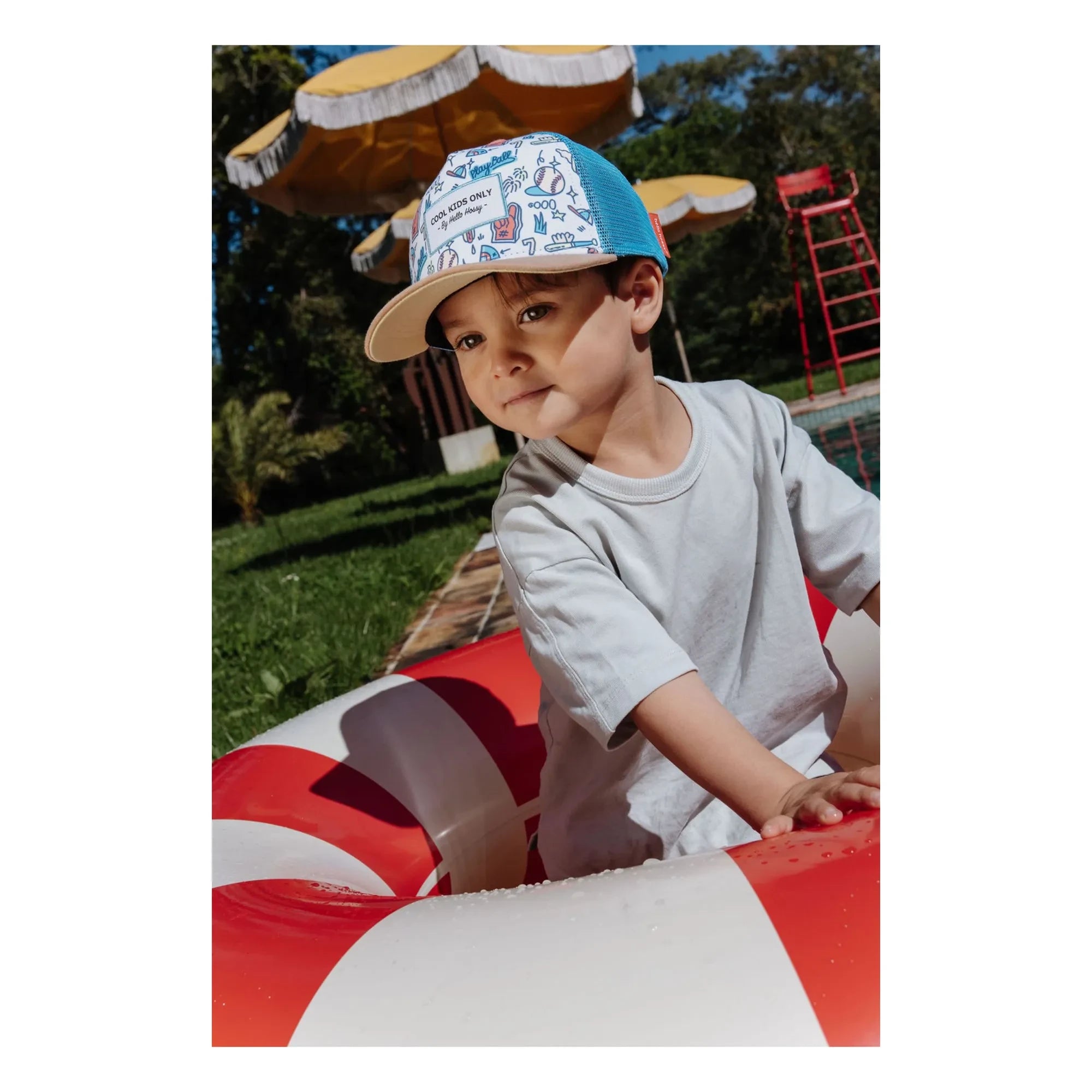 Hello Hossy - Curved Visor Hat Trucker Baseball Game Recycled Fibers | Light Blue