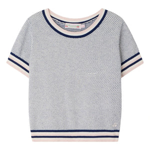 Bonpoint - Fine Knit T-shirt Limette Organic Cotton | Blue