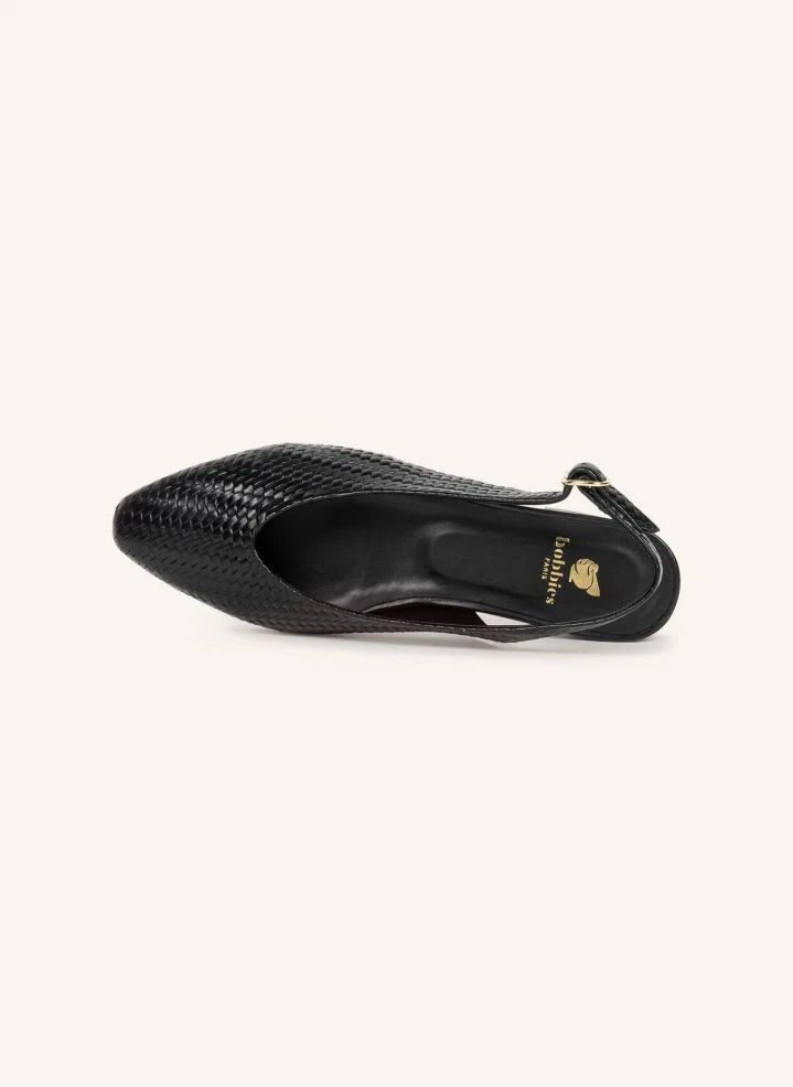 Bobbies - Anouk Knitted Leather Ballerina | Black