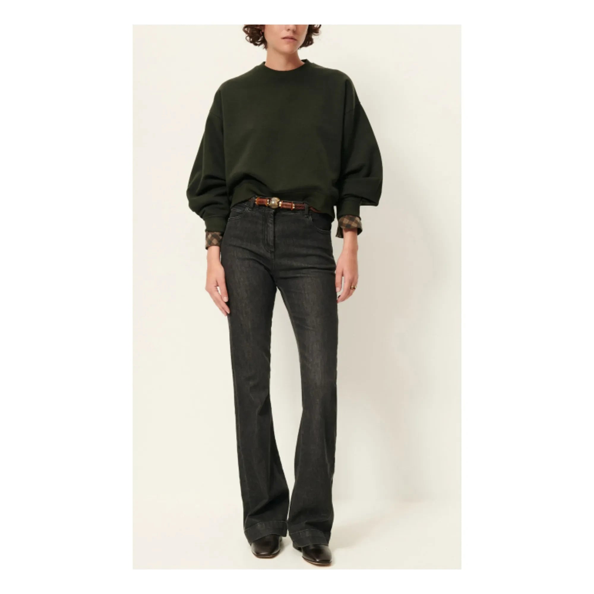 Sessùn - Yuki Metallic Sweatshirt | Dark Green