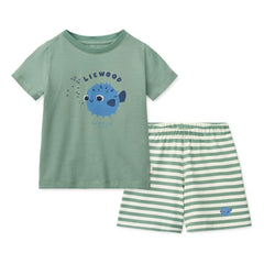 Liewood - Poisson-Globe organic cotton T-shirt and shorts set | Green