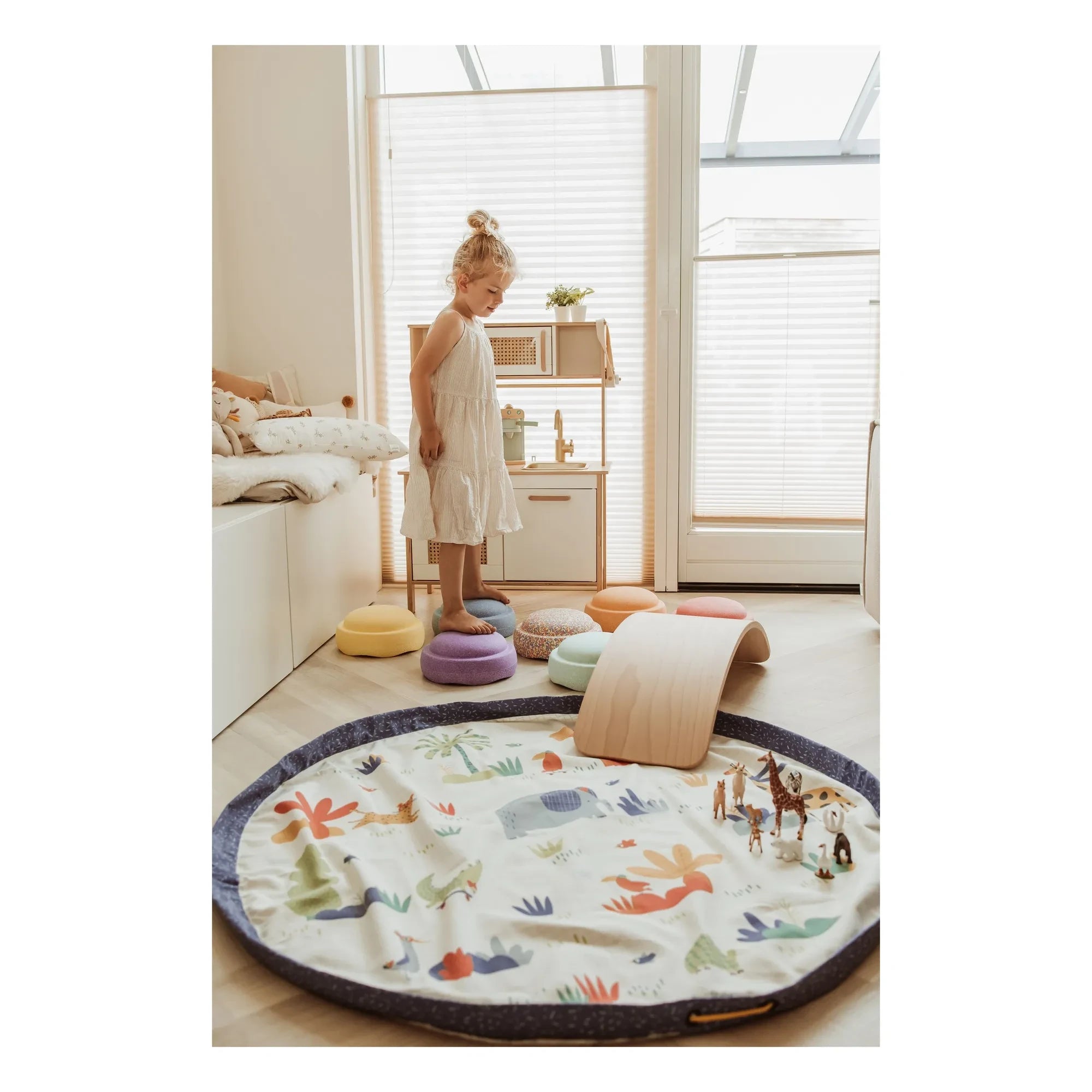 Play and Go - Noomad Puce and Pilou Bag / Play Mat - Play&Go x Moulin Roty | Blue