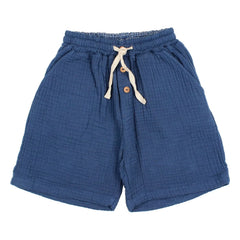 Búho - Cotton Gauze Bermuda Shorts | Navy Blue