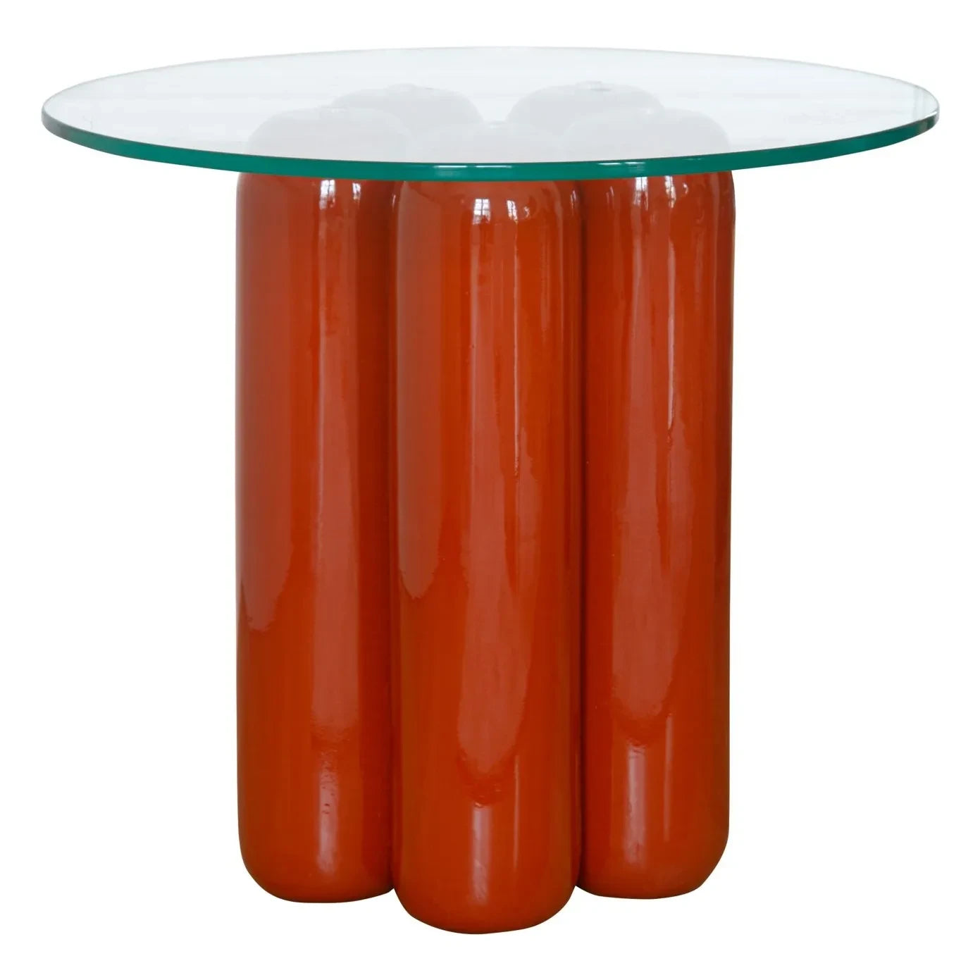Cosin - Glass-Top Side Table | Terracotta