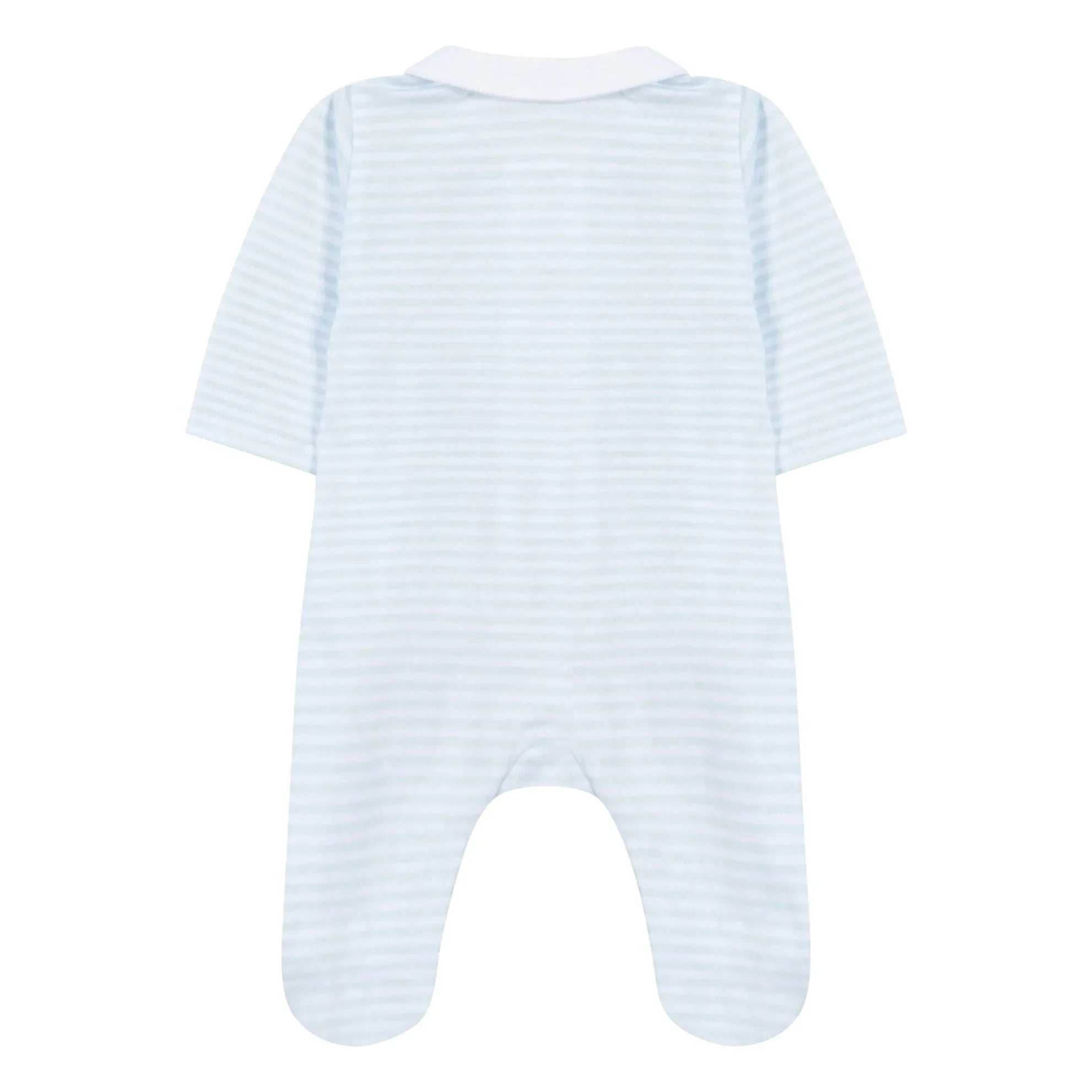 Tartine et Chocolat - Striped Animal Print Collared Pajamas | Light blue