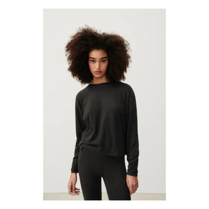 American Vintage - Ypawood Long Sleeve Boat Neck T-Shirt | Charcoal