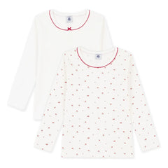 Petit Bateau - 2’li Picots Organik Pamuk Tişört Seti | Beyaz