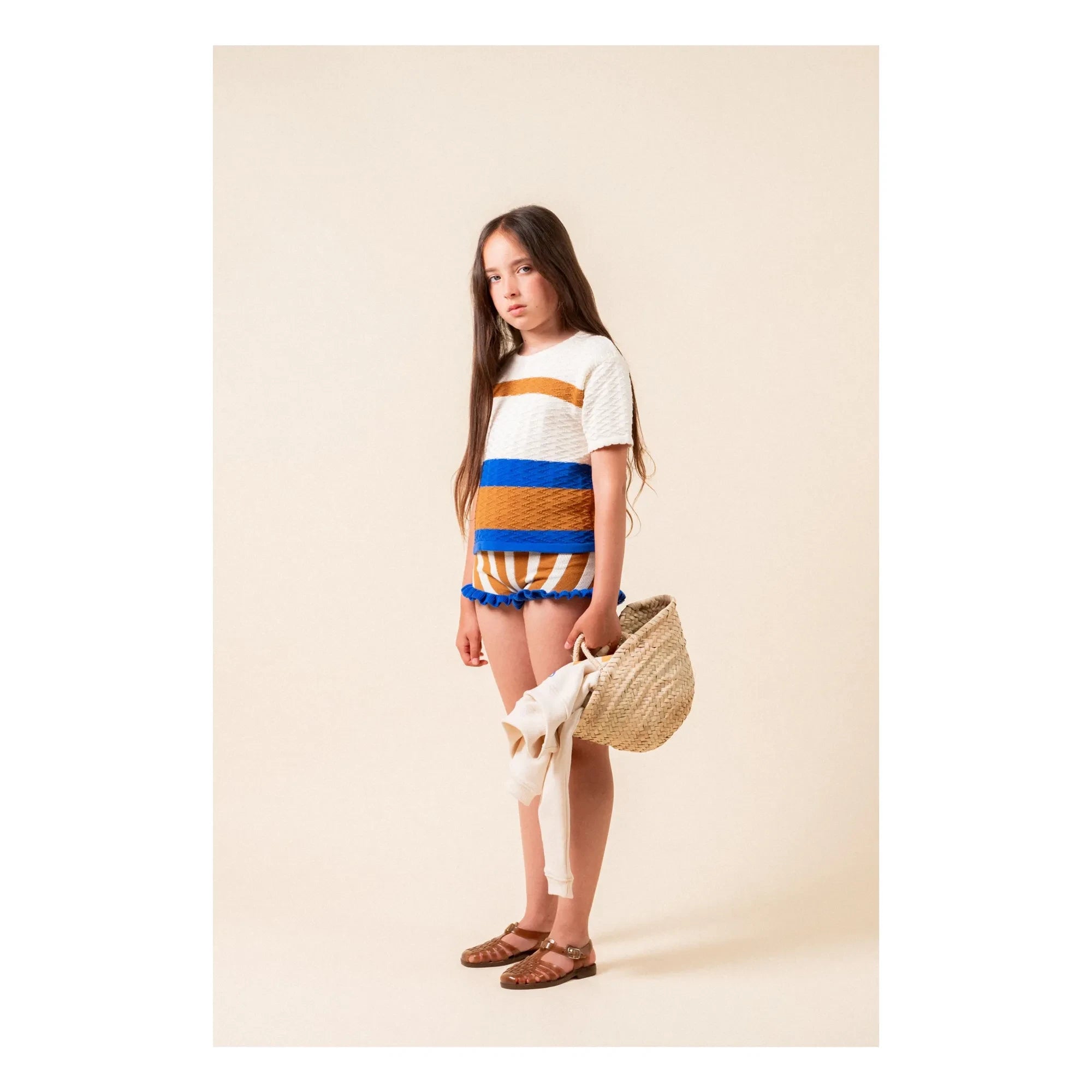 birinit - Colour Blocked Thin Mesh T-Shirt | Caramel