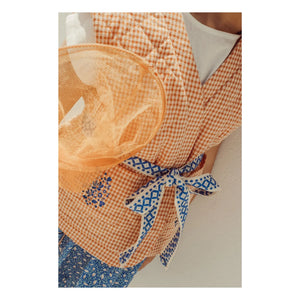 THE LiTTLE POETS - Pablo Carreaux Organic Cotton Sleeveless Embroidered Jacket | Apricot