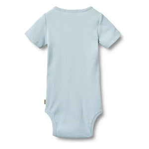 Wheat - Timo Ribbed Organic Cotton Bodysuit | Light Blue