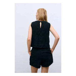 the new society - Melissa Linen Shorts | Black