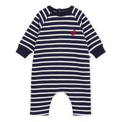 Petit Bateau - Organik pamuklu çizgili tulum | Lacivert