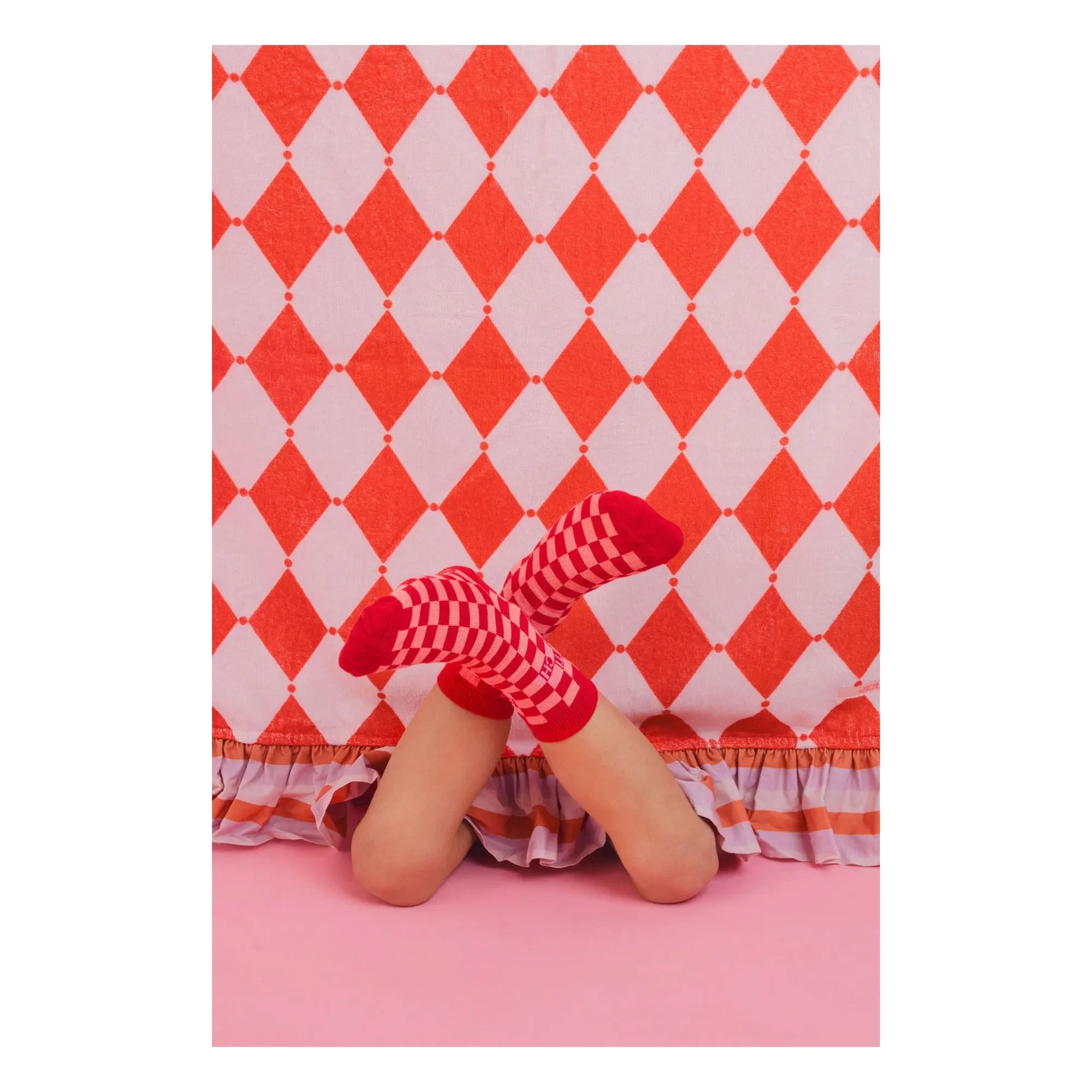 Jera Mini - Peshtemal Towel with Ruffles Losange Terry Fabric | Pink