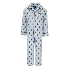 Ralph Lauren - Çizgili Monogram Gömlek ve Pantolon Pijama Takımı | Açık Mavi