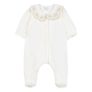 Tartine et Chocolat - Embroidered Claudine Collar Pajama Set | Ivory