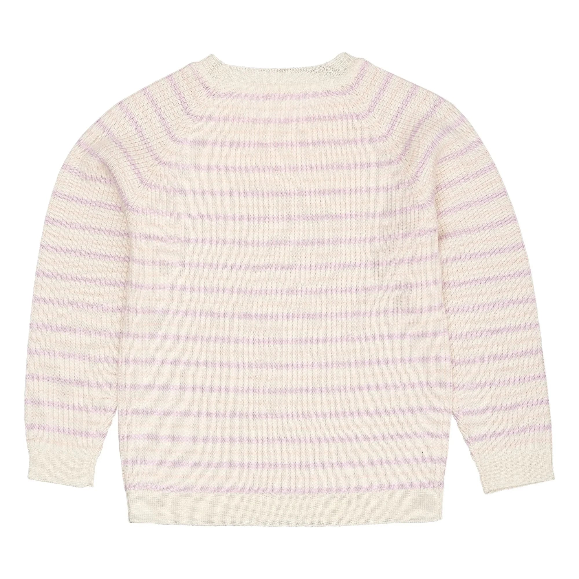 Copenhagen Colors - Striped Ribbed Merino Wool Sweater | Lilac