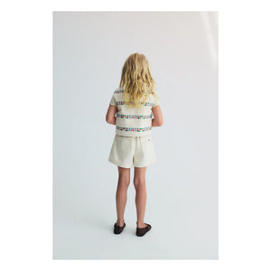 the new society - BCI Cotton Malva Floral Embroidery Shorts | Ecru