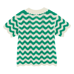 Bonton - Ninon Crochet Collar Shirt | Emerald Green