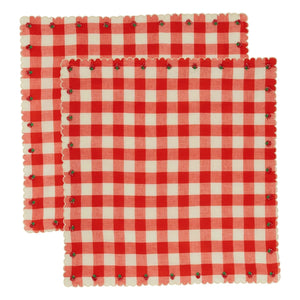 Emile et Ida - Embroidered napkin | Red
