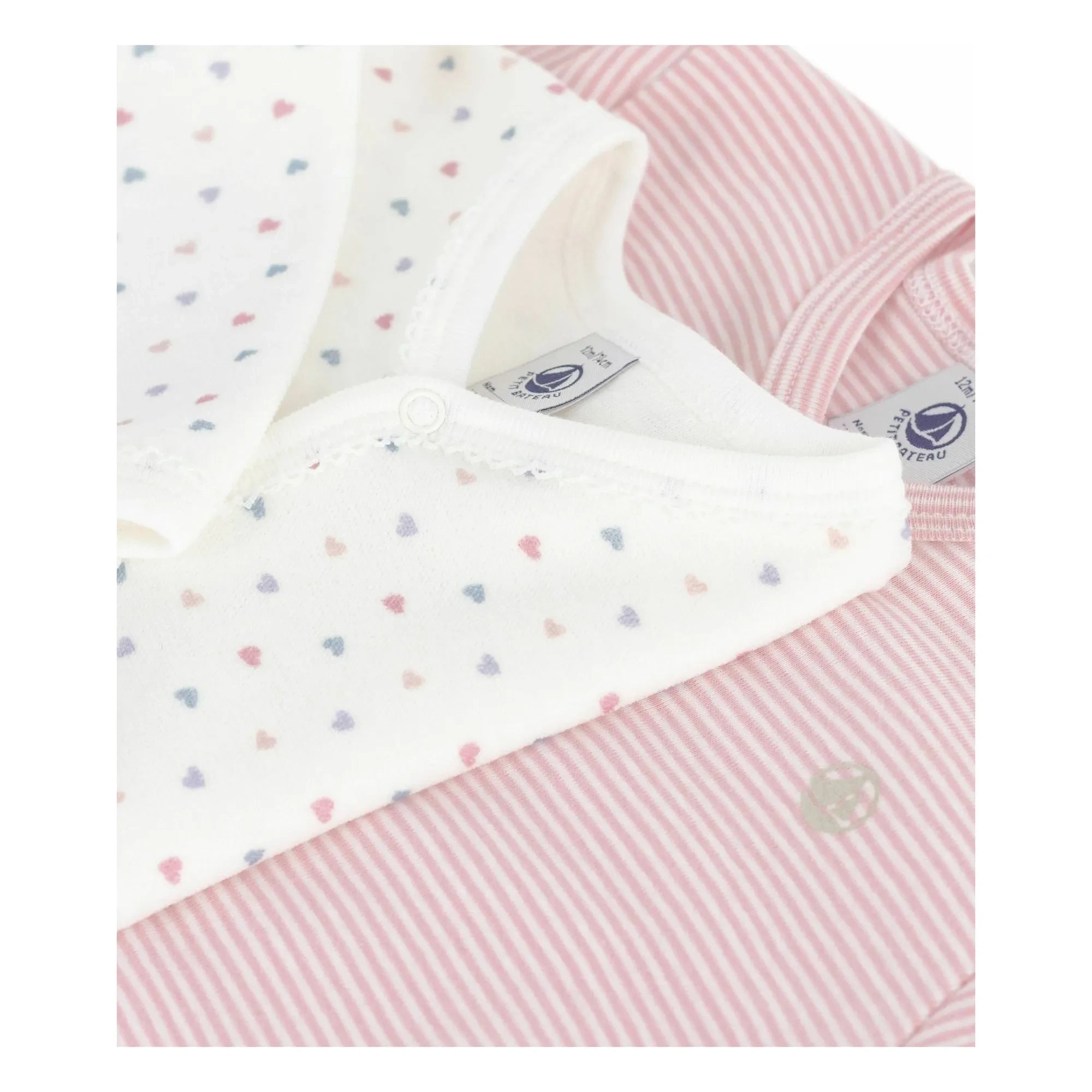 Petit Bateau - 2-Pack Organic Cotton Heart Pajama Set | White
