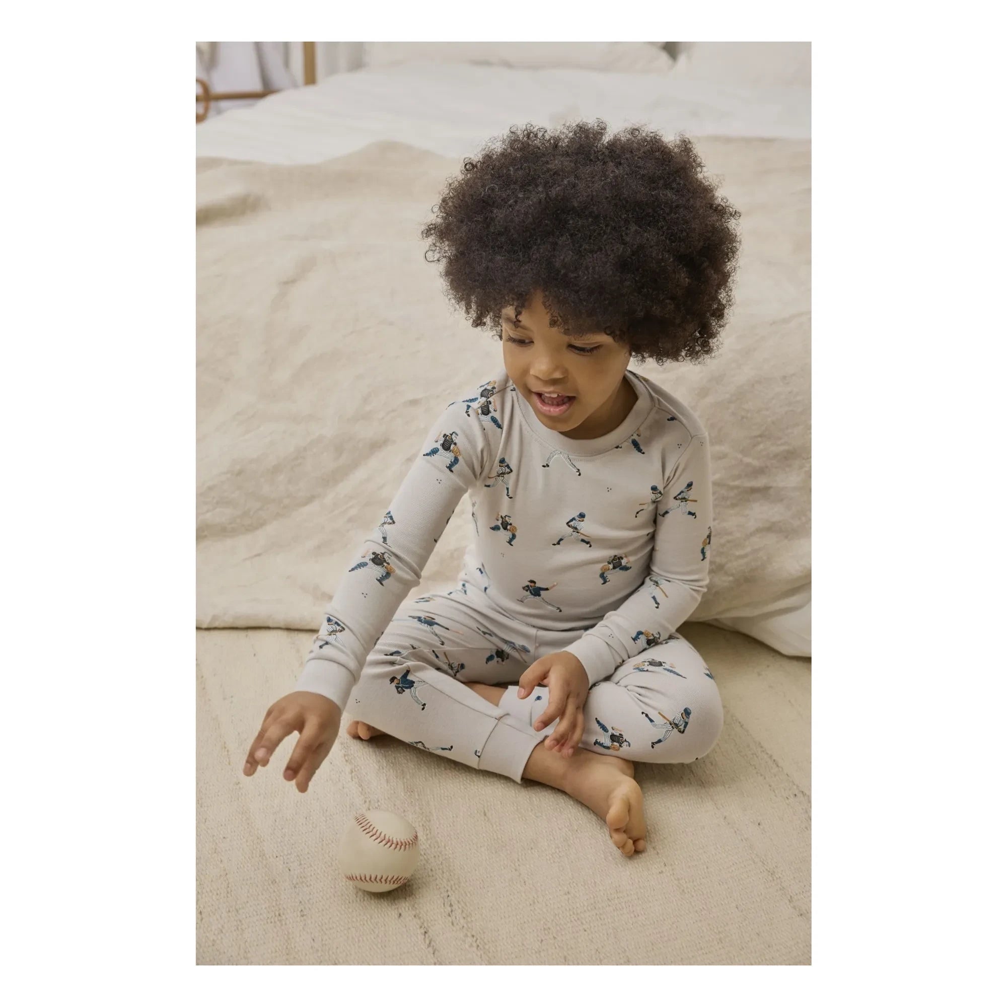 Petit Lem - Organic Cotton Baseball Pajamas | Gray
