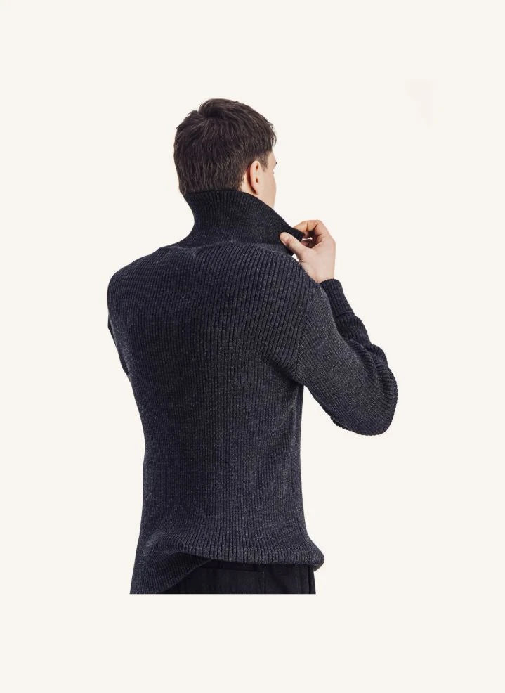Parages - Wool Knitted Sweater | Dotted charcoal gray