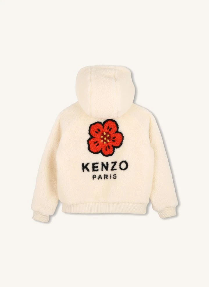 Kenzo - Yünlü Çiçek Fermuarlı Sweatshirt | Beyaz
