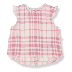 1+ in the family - Ferrosa Linen Checkered Blouse | Powder Pink