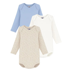 Petit Bateau - 3'lü Organik Pamuk Düz Body Seti | Mavi