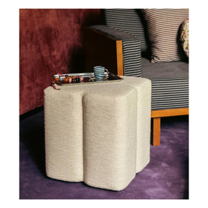 The Socialite Family - Fiori Woven Fabric Pouf | Cream