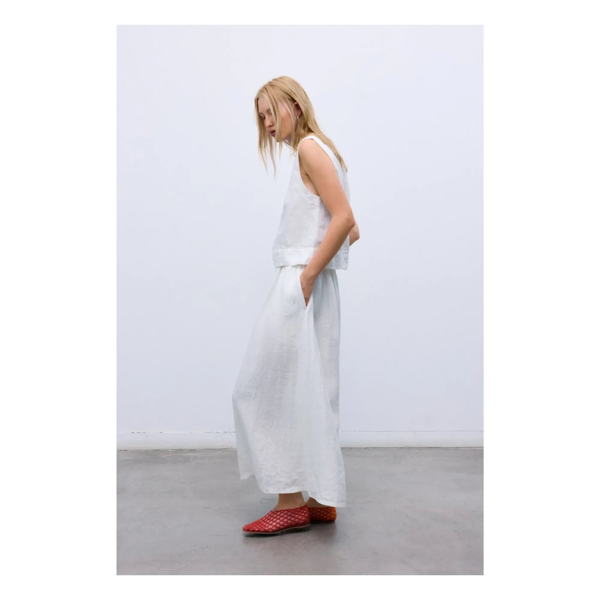 the new society - Melissa Linen Skirt | White